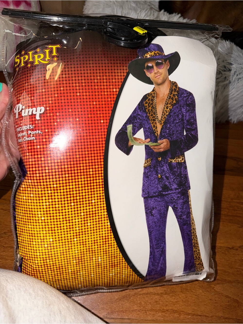 Spirit Purple Pimp Costume with Leopard Trim